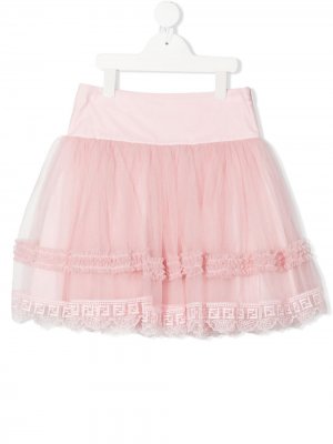 Пышная юбка с вышитым логотипом Fendi Kids. Цвет: розовый