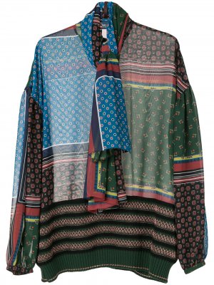 Блузка с принтом в технике пэчворк Kolor. Цвет: черный