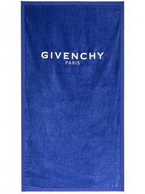 Полотенце с логотипом Givenchy. Цвет: синий