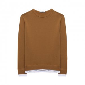 Хлопковый пуловер Paolo Pecora Milano. Цвет: коричневый