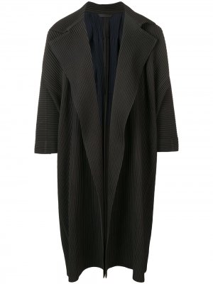 Удлиненное пальто с плиссировкой Homme Plissé Issey Miyake. Цвет: черный