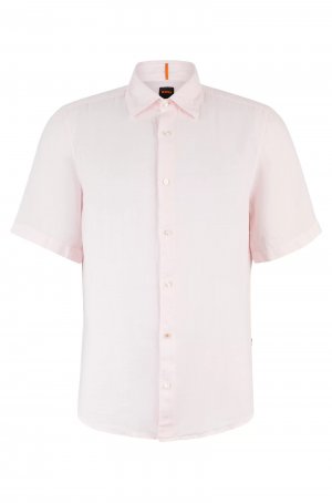 Рубашка Boss Regular-fit In Linen Canvas, светло-розовый