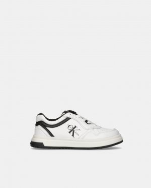Низкие кроссовки в форме корзинки для мальчика с логотипом и шнуровкой , белый Calvin Klein