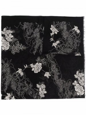 Floral fine-knit scarf Saint Laurent. Цвет: черный