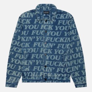 Мужская джинсовая куртка RIPNDIP Fuckin Fuck Denim. Цвет: синий
