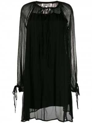 Полупрозрачное многослойное платье с длинными рукавами McQ Swallow. Цвет: черный