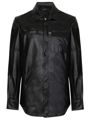 Рубашка Regular Fit из экокожи ANDREA YA’AQOV. Цвет: черный