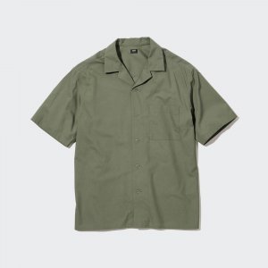 Рубашка UNIQLO из модального хлопка с короткими рукавами, оливковый