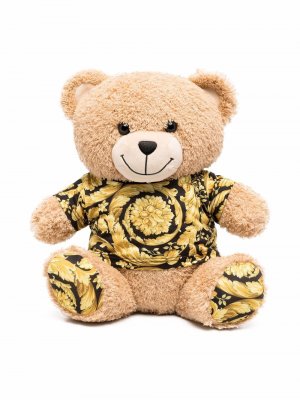 Мягкая игрушка медведь с принтом Barocco Versace Kids. Цвет: бежевый