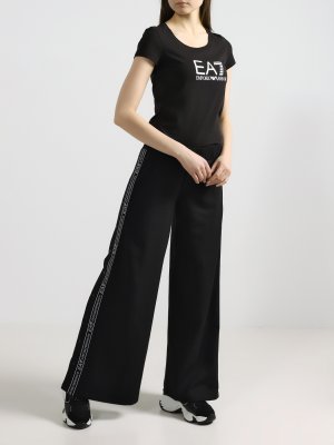 Расклешенные брюки EA7 Emporio Armani. Цвет: chernyy