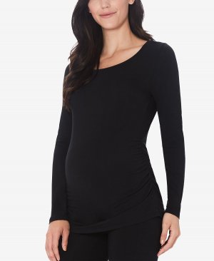 Женская мягкая одежда с эластичным топом длинными рукавами и балетным вырезом для беременных Cuddl Duds, черный