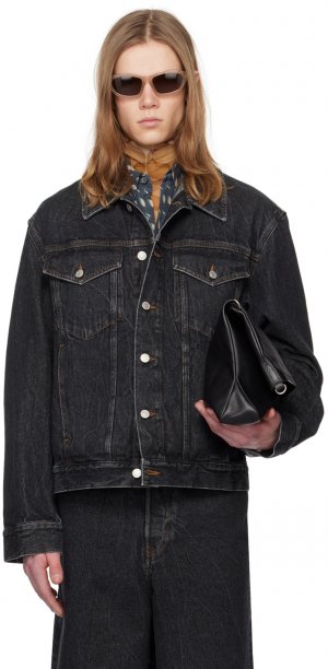 Черная джинсовая куртка с эффектом потертостей Dries Van Noten