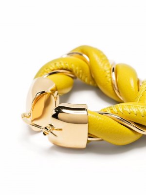 Витые серьги-кольца Bottega Veneta Eyewear. Цвет: желтый