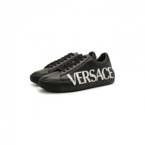 Кожаные кеды Greca Versace. Цвет: чёрный