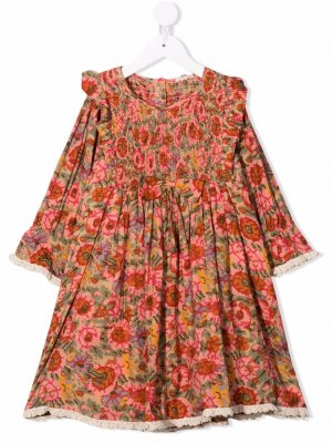 Платье со сборками и цветочным принтом ByTimo Kids. Цвет: розовый