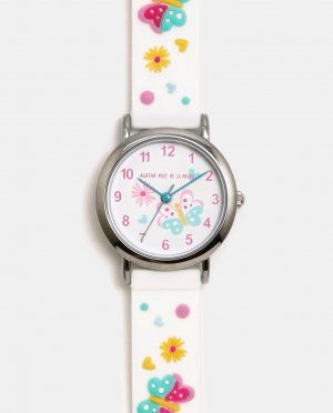 Белые фантазийные часы с бабочкой и принтом Agatha Ruiz de la Prada, белый Prada