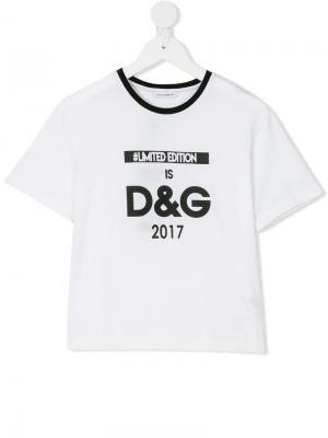 Футболка с заплаткой логотипом Dolce & Gabbana Kids. Цвет: белый