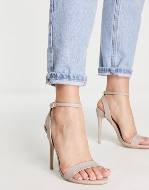 Бежевые сандалии на каблуке с ремешками -Белый New Look