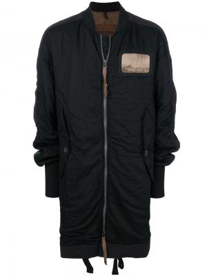 Пальто на молнии с заплаткой Ziggy Chen. Цвет: чёрный