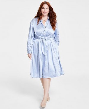 Платье-рубашка больших размеров с закрученным воротником спереди, синий Michael Kors