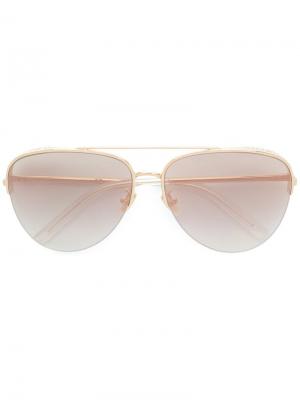Солнцезащитные очки-авиаторы с отделкой стразами Boucheron Eyewear. Цвет: металлик