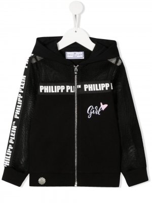 Куртка с капюшоном и логотипом Philipp Plein Junior. Цвет: черный