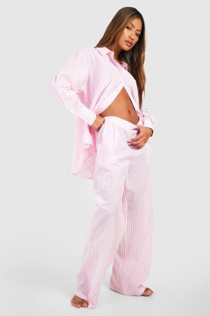 Пижамные брюки из хлопкового полоска , розовый Boohoo
