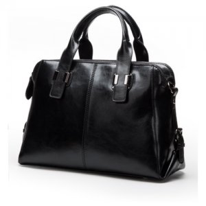 Сумка женская, натуральная кожа, стильная большая сумка-мессенджер, цвет черный Нет бренда. Цвет: черный