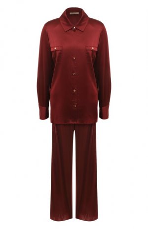 Шелковая пижама Marjolaine. Цвет: бордовый