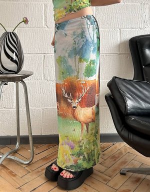 Разноцветная сетчатая юбка миди с лесным принтом x Lara Adkins Labelrail
