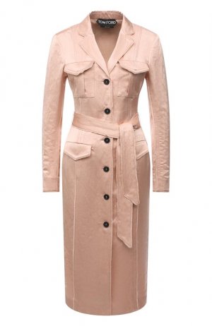 Платье из вискозы и льна Tom Ford. Цвет: розовый