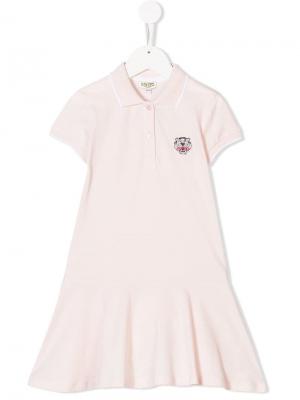 Платье-поло с заплаткой тигром Kenzo Kids. Цвет: розовый