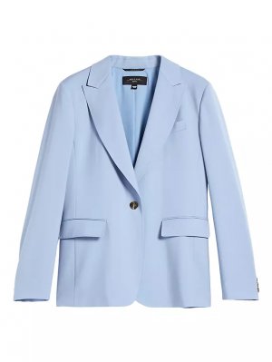 Шерстяной однобортный пиджак, синий Weekend Max Mara