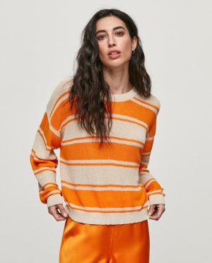 Женский полосатый свитер с круглым вырезом , оранжевый Object. Цвет: оранжевый