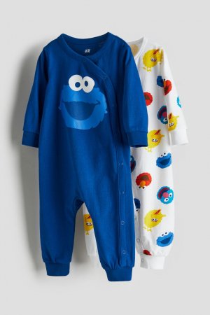 Комплект из 2 предметов пижамного костюма HM Ярко-синий Улица Сезам H&M