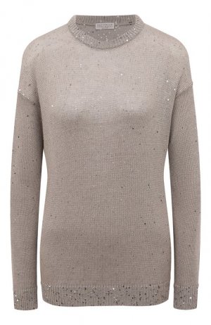 Пуловер изо льна и шелка Brunello Cucinelli. Цвет: серый