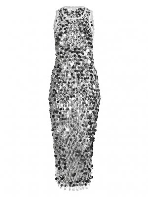 Платье миди из хлопковой смеси с пайетками, связанное крючком , экрю Milly