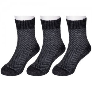Комплект из 3 пар детских полушерстяных носков (Орудьевский трикотаж) черные, размер 16-18 RuSocks. Цвет: черный