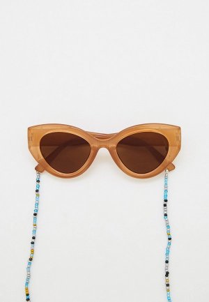 Очки солнцезащитные и цепочка Pabur. Цвет: коричневый