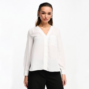 Блузка Design Long Sleeve With Pocket Detail, белый Asos