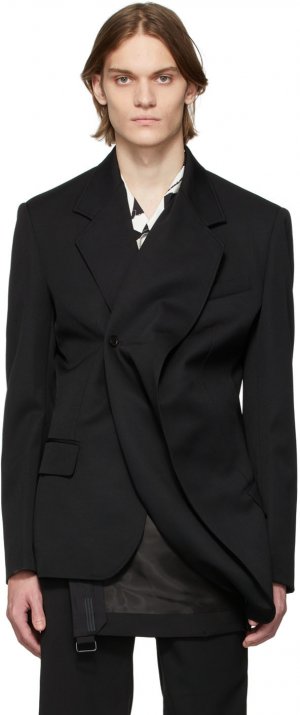 Черный классический пиджак с перекрученными лацканами Y/Project