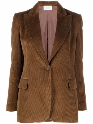 Вельветовый пиджак строгого кроя P.A.R.O.S.H.. Цвет: коричневый