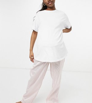 Атласные пижамные брюки кремового цвета в полоску Maternity-Многоцветный Loungeable