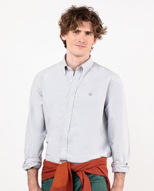 Мужская однотонная серая рубашка классического кроя , серый El Ganso