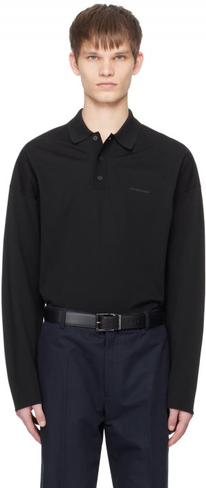 Черная футболка-поло с вышивкой , цвет Nero Ferragamo