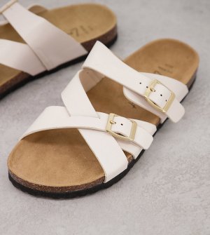 Белые сандалии для широкой стопы с двумя пряжками -Белый New Look Wide Fit