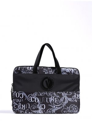 Мужская сумка для ноутбука черно-серого цвета Versace Jeans Couture