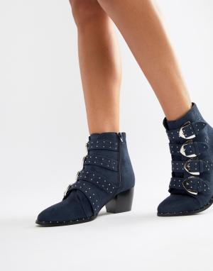 Ботинки в стиле вестерн с пряжками -Темно-синий Missguided