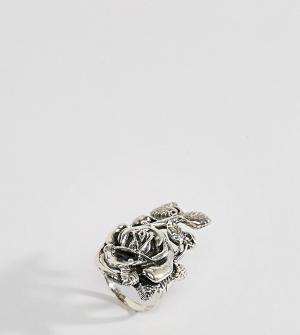 Серебряное кольцо с цветочным дизайном Rock N Rose 'N'. Цвет: серебряный