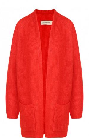 Удлиненный шерстяной кардиган с накладными карманами By Malene Birger. Цвет: красный